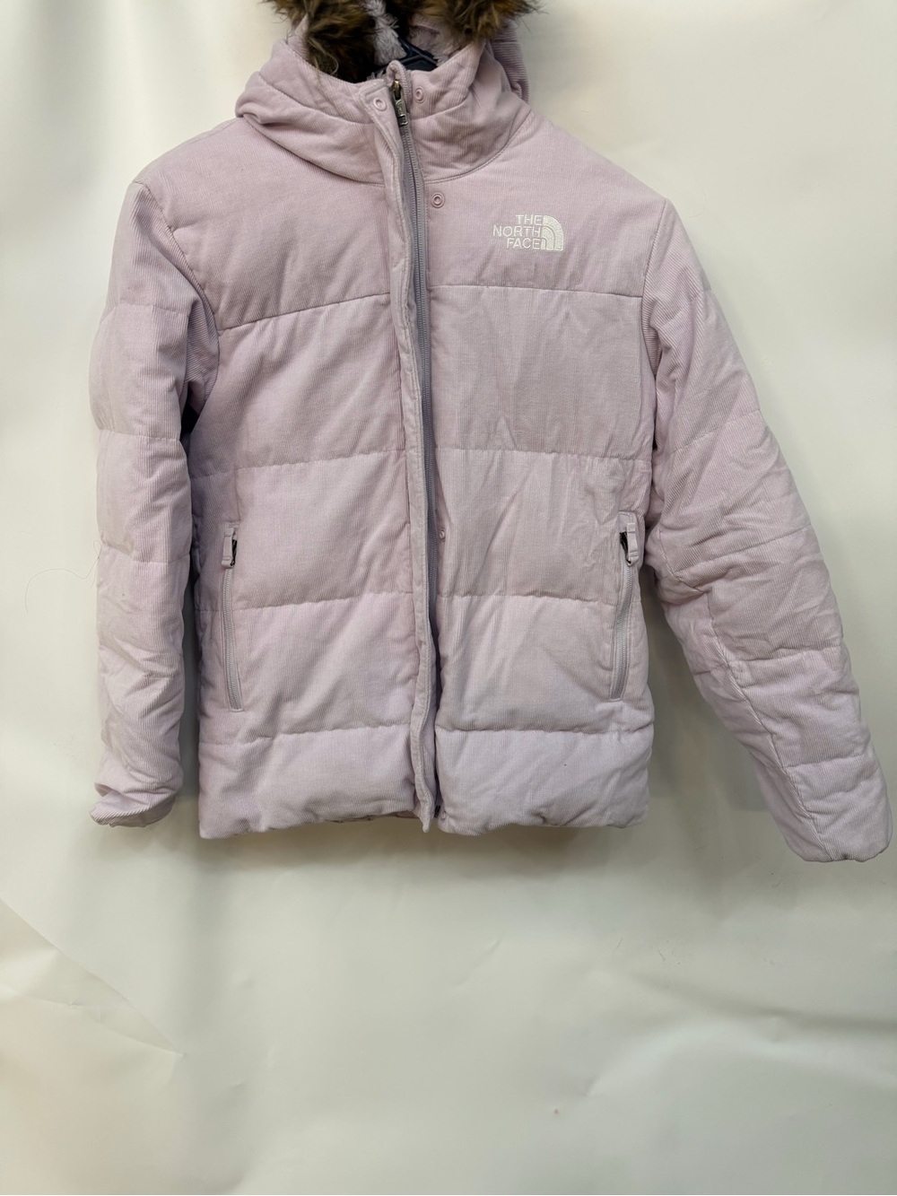 The North Face Girls' Light Pink Puffer Jacket with Hood girls size XL